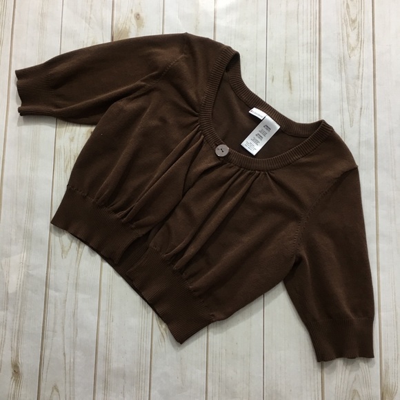 No Boundaries Sweaters - No Boundaries Wo. Brown Card. Shrug Junior XL15/17